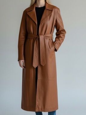 Vintage American Style Brown Leather Belted Trench Coat
Mountain life old money